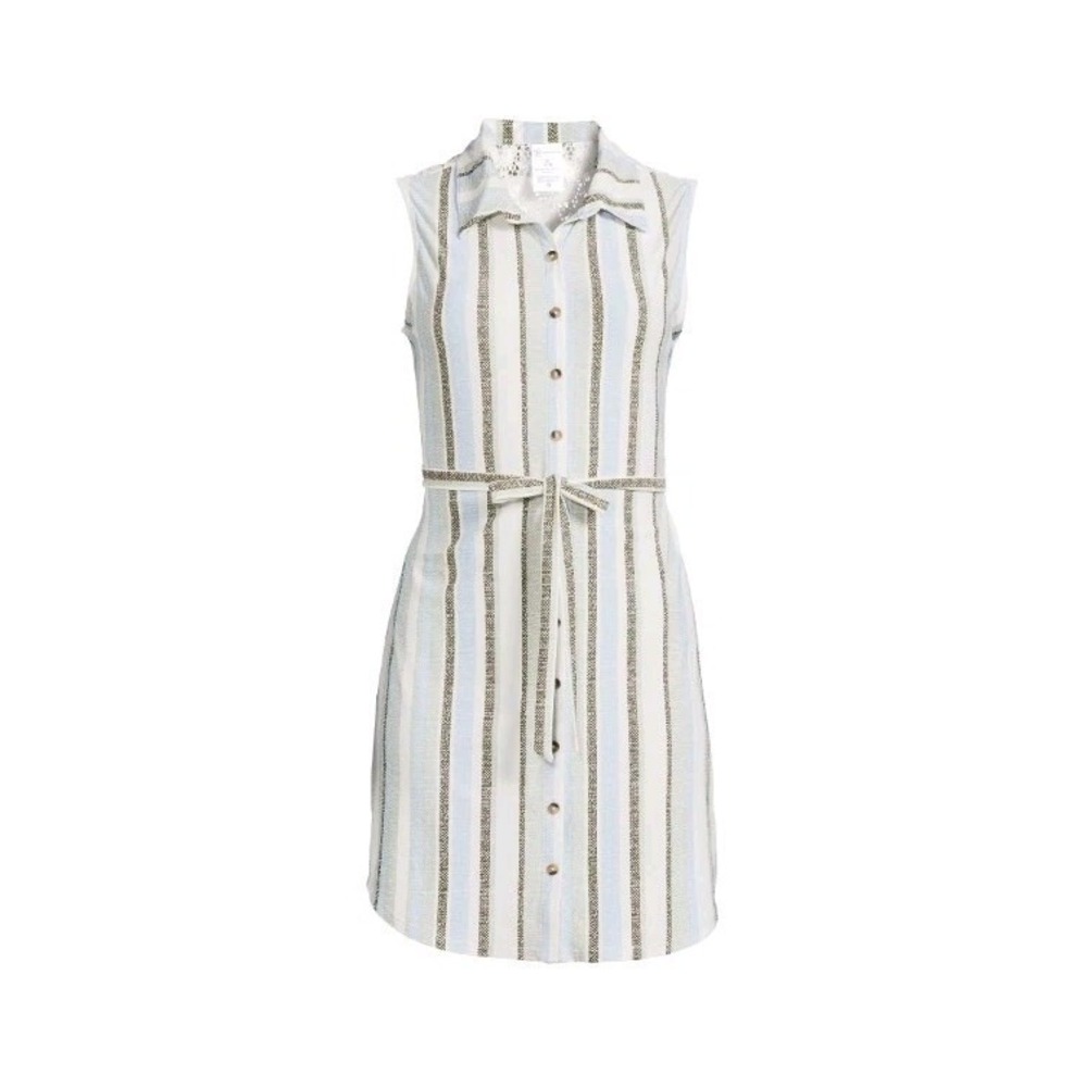 No Boundaries White Striped Shirt Dress Juniors M (7-9) Peekaboo Open Back Lace